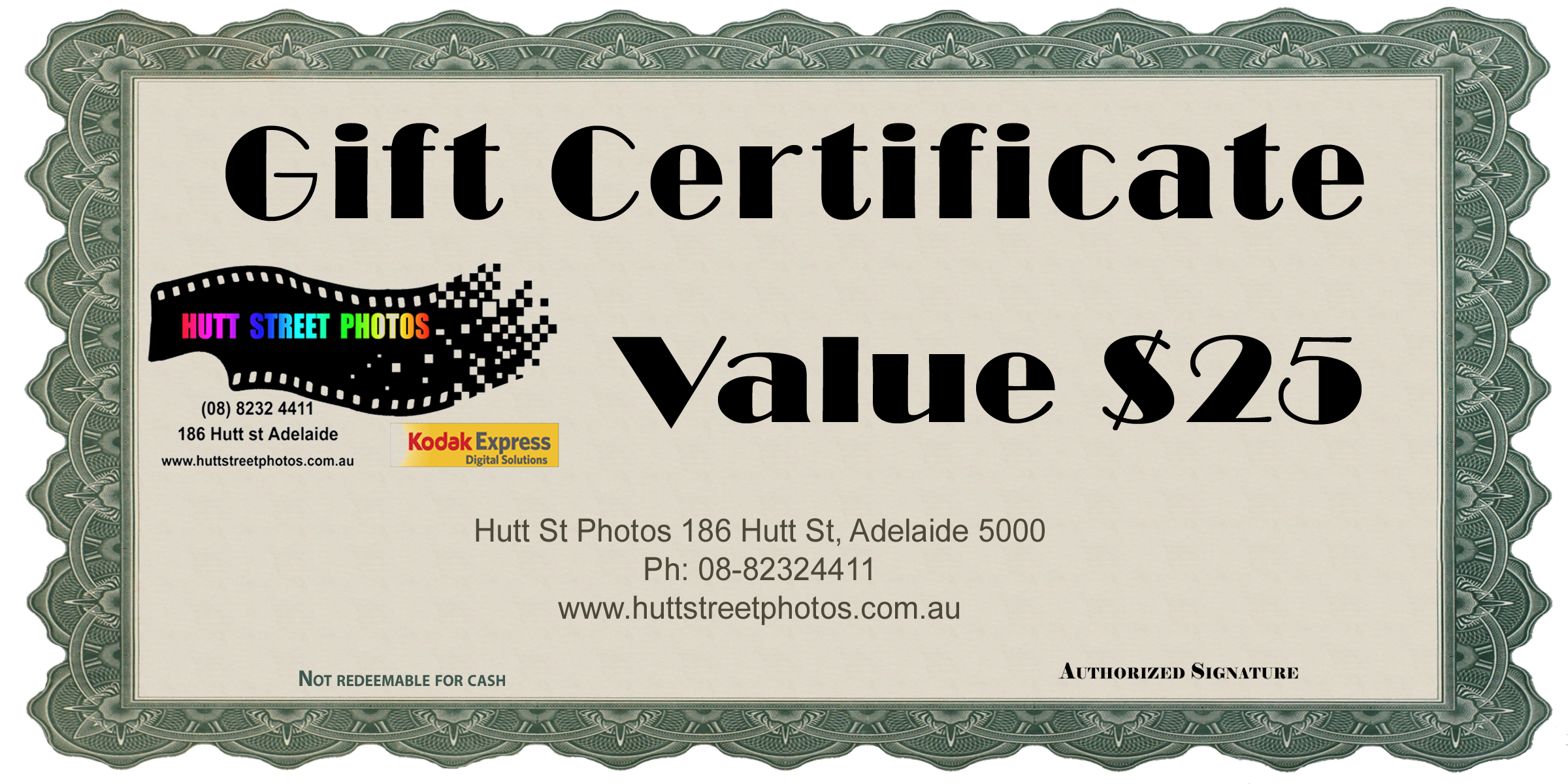 Gift Vouchers Hutt Street Photos Adelaide S.A. 5000